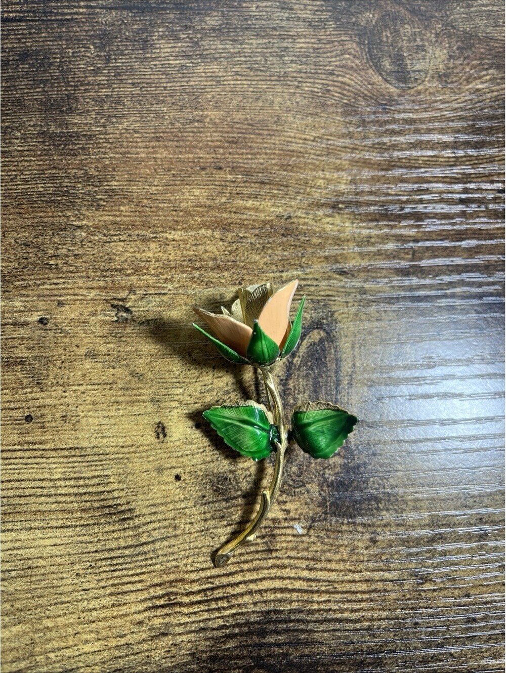 VTG Original Giovanni Rose Brooch Gold-tone Metal Enamel Pin Spring Fashion